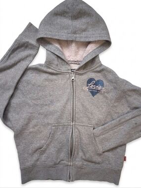 Levi's Big Girls Grey Sherpa Lined Full Zip Hoodie Size M (10-12) Winter Sweater